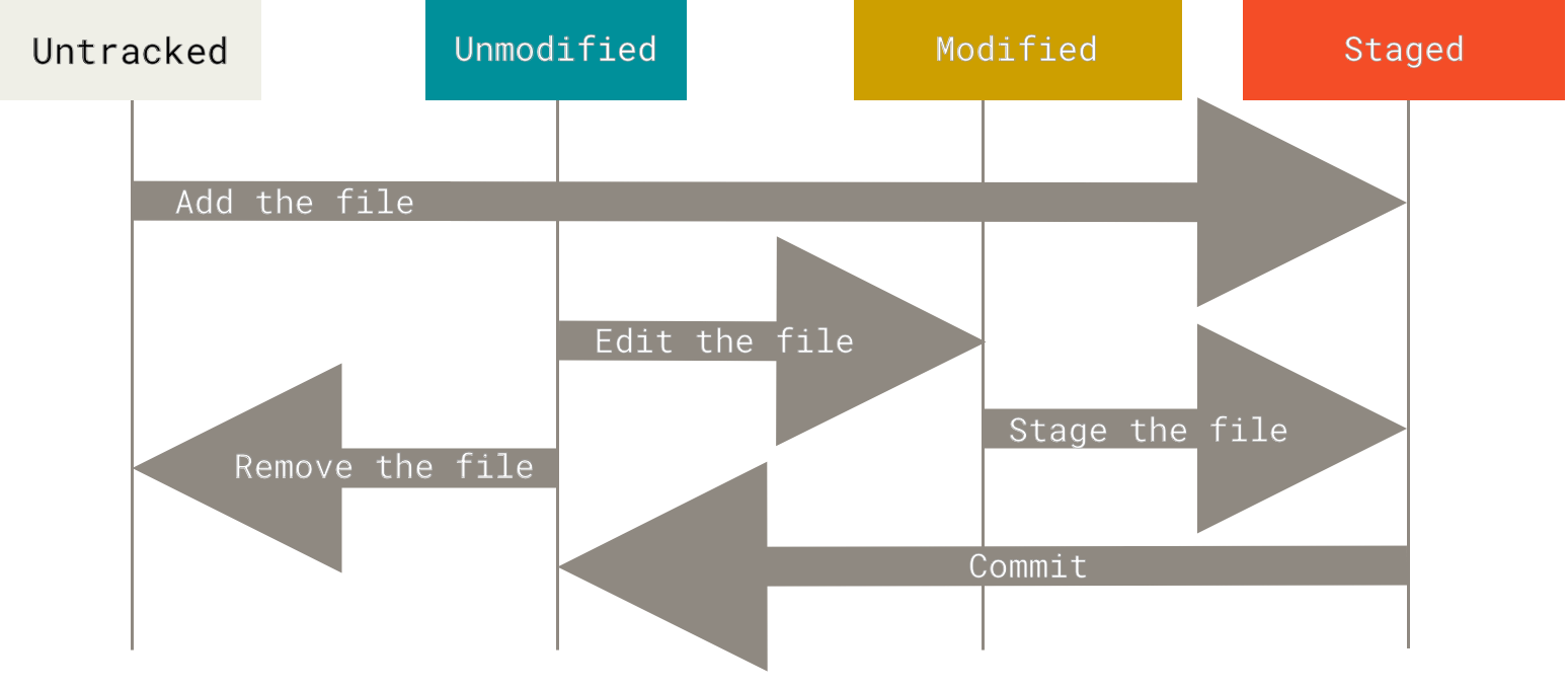 Le cycle de vie des états des fichiers.