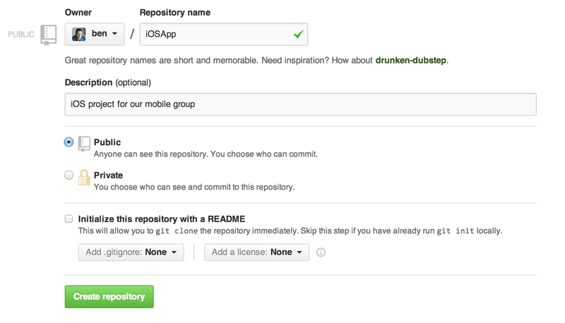 The “new repository” form