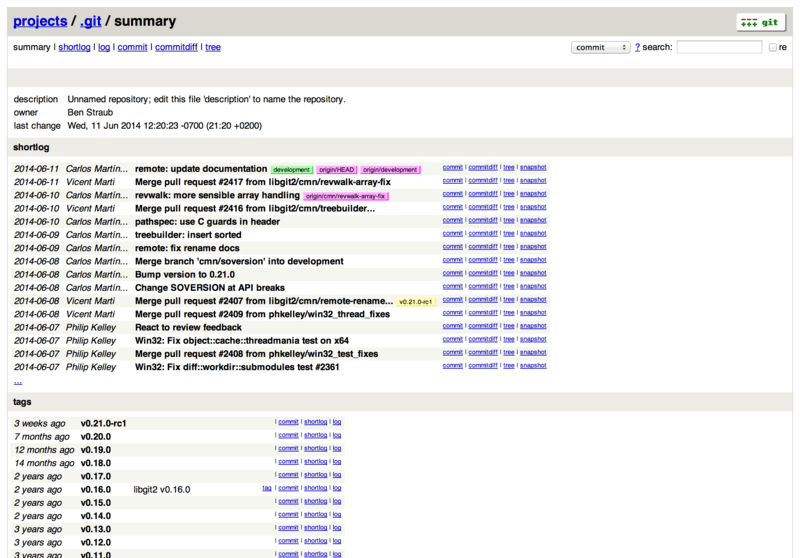 The GitWeb web-based user interface.