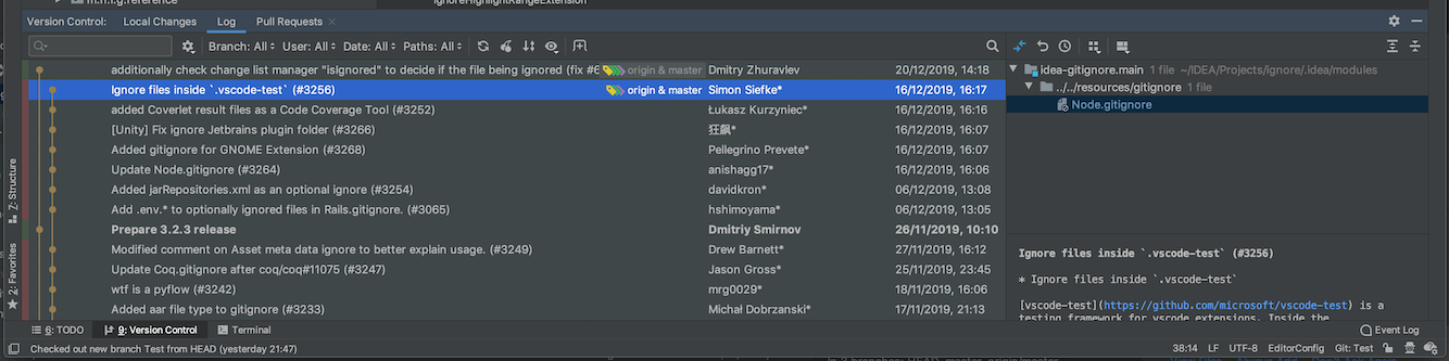 Versão de Controle da Janela de Ferramenta (ToolWindow) nas IDEs da JetBrains